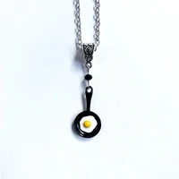 kpop fashion lady fun dangle necklace food necklace frying pan egg necklace creative jewelry unusual necklace sweet gift