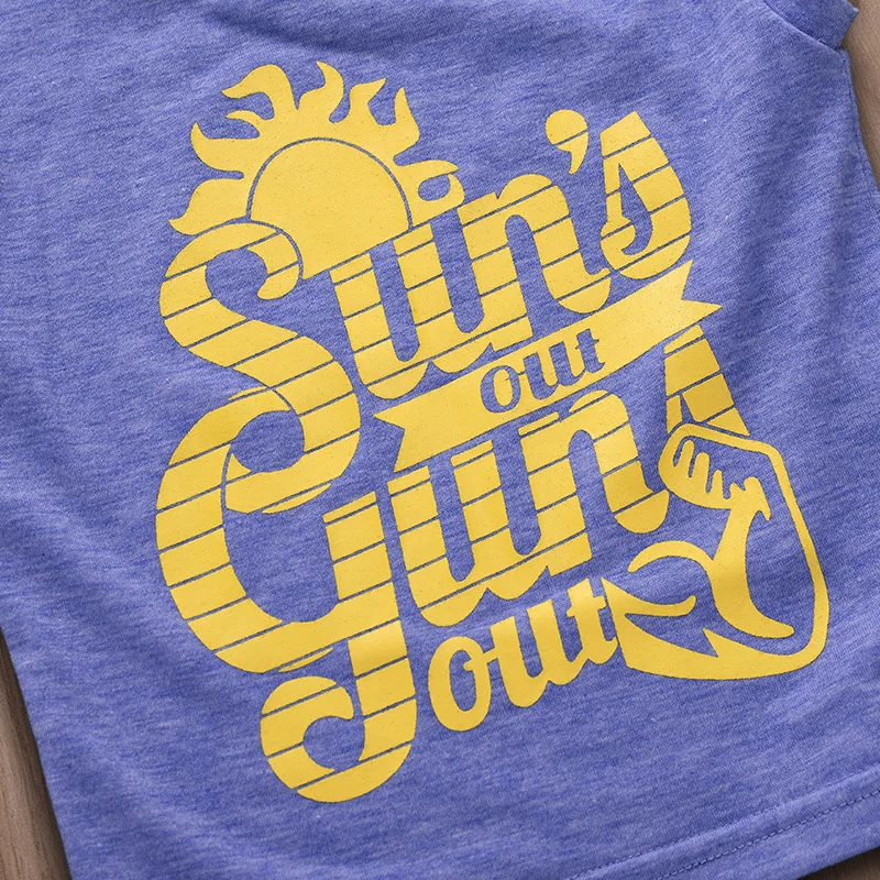 Летние топы для мальчиков футболка без рукавов повседневная синяя с надписью Sun