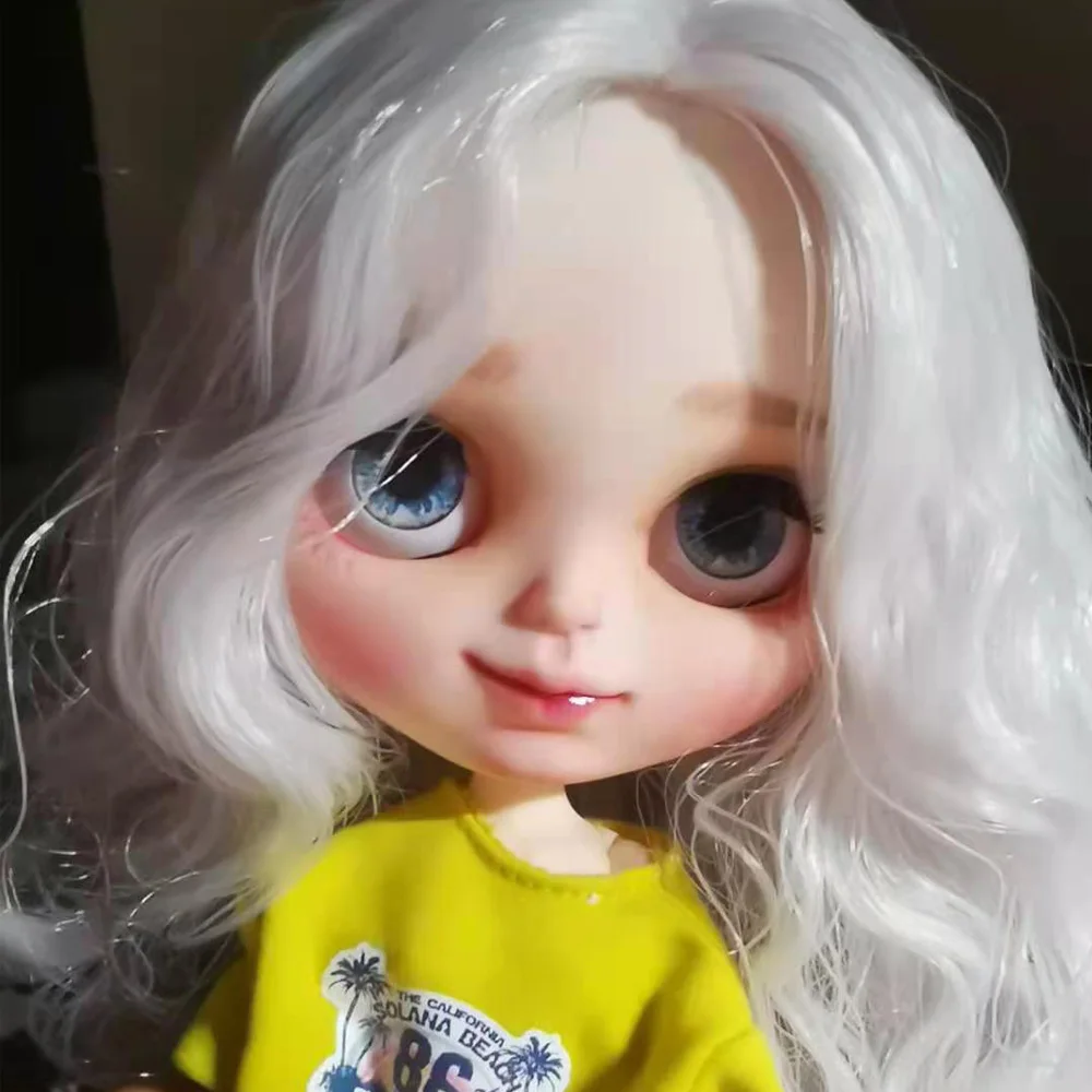 

1/6 BJD 30 см кукла игрушки 19 шарнирная кукла blyth шарнирная кукла с белым париком белая кожа гофрированная кукла для макияжа