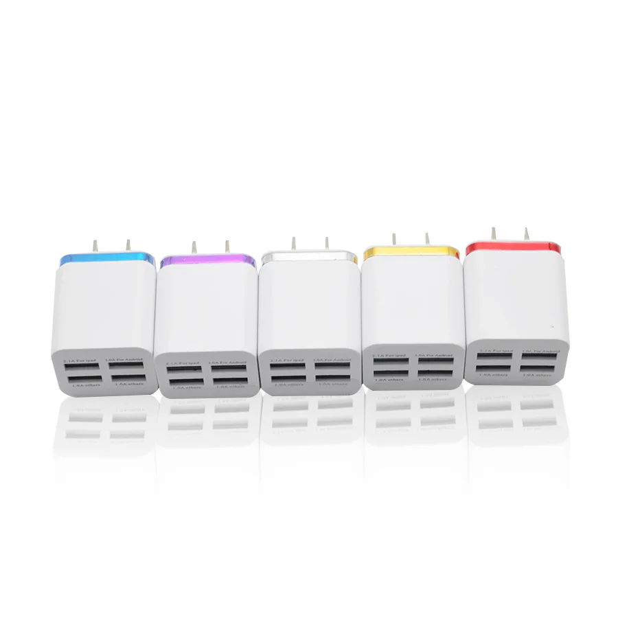 Новое покрытие зарядное устройство 4USB зарядное устройство для мобильного телефона 2.1A 4 USB металлическое боковое зарядное устройство