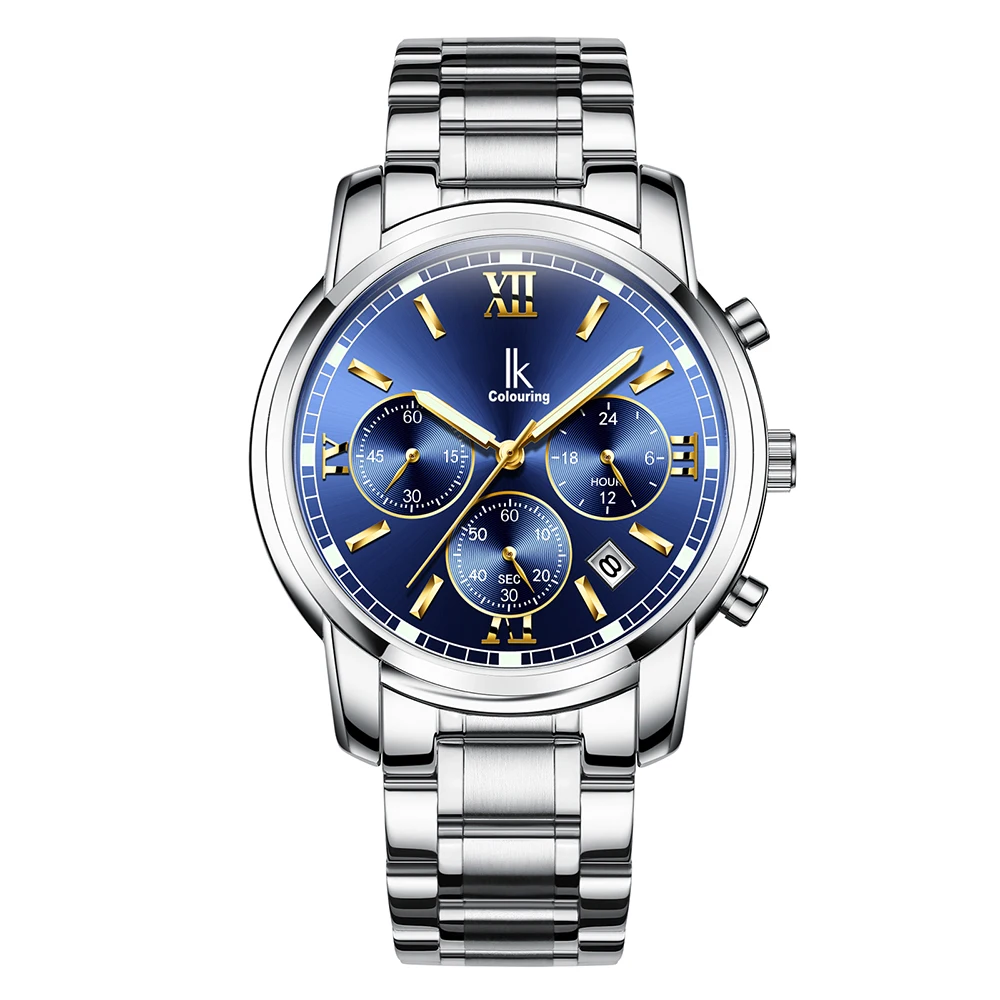 Модные мужские наручные часы День/хронограф/24 часа светящиеся стрелки кварцевые