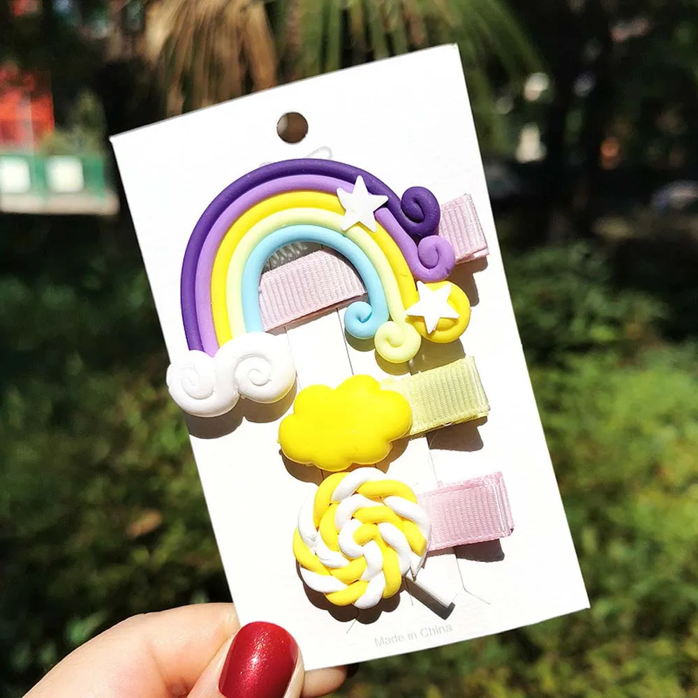3 шт./компл. Радуга Леденец на палочке милая детская заколка для волос Заколки