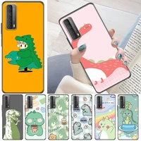 cute funny flowers couples dinosaur color painting phone case for huawei p smart z 2019 2021 carcasa coque funda back cover