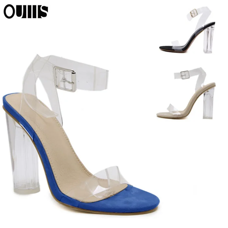 

Ladies Transparent Clear PVC Jelly Slippers Open Toe High Heel Sexy Pumps Summer Shoes Peep Toe Women Pumps
