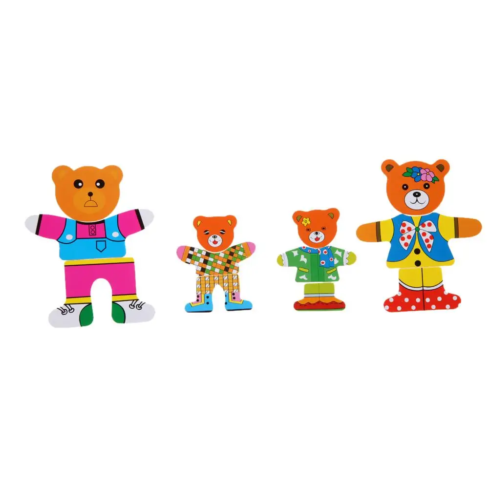 

Baby Educational Toys Bear Changing Clothes Puzzles Children's Wooden Toy
