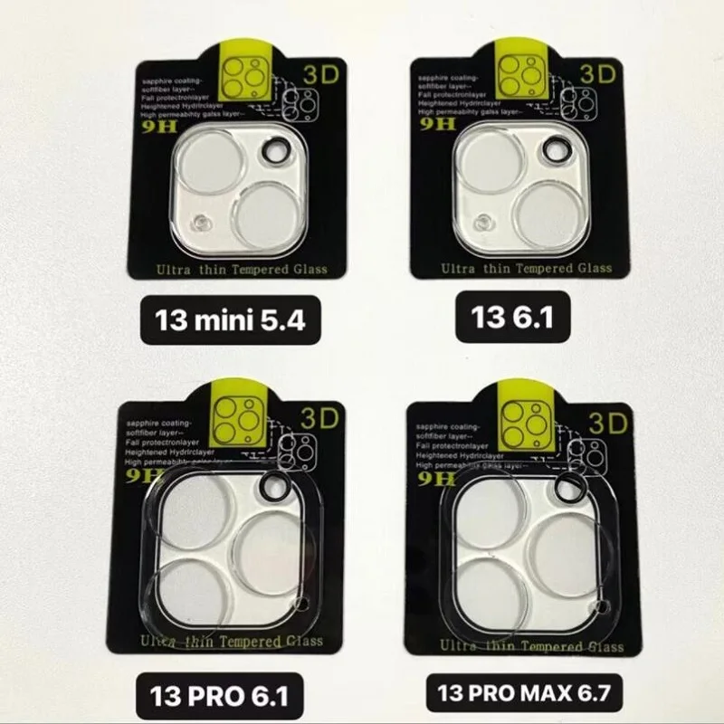 

100PCS Full Cover Black Tempered Glass Camera Lens Protector for iPhone 13 Mini 13 Pro Max