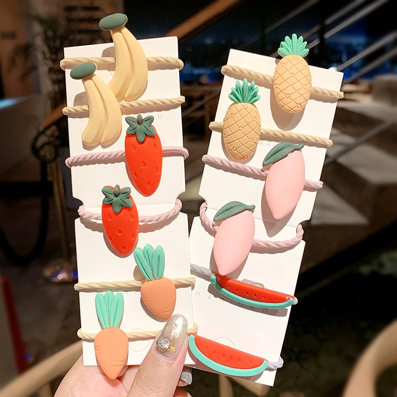 2 шт./компл. новинка милая акриловая резинка для волос с мультяшными фруктами