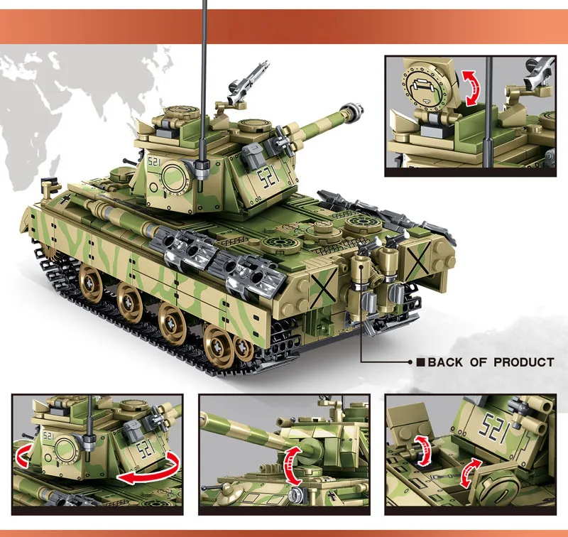 World war Panzerkampfwagen V Panther tank moc batisbricks building block ww2 army forces figures assemble model weapon brick toy | Игрушки и