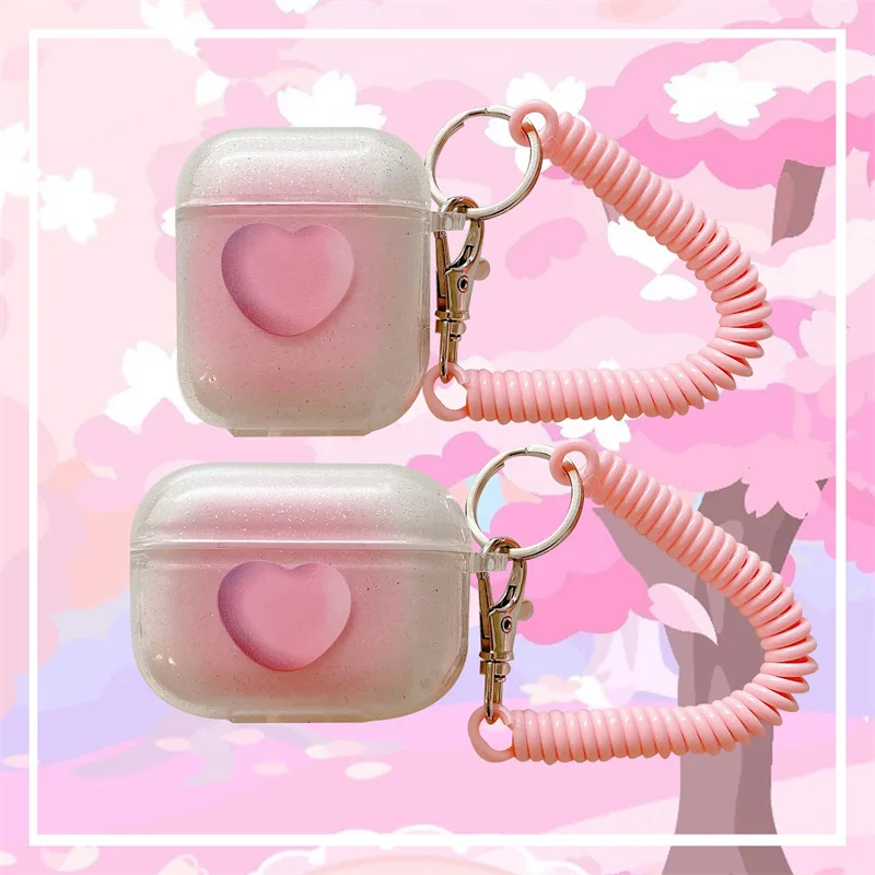 

Gradient Pink Heart Chains Apple AirPods 2 Case Cover AirPods Pro Case IPhone Earbuds Accessories AirPod Case Air Pods Case