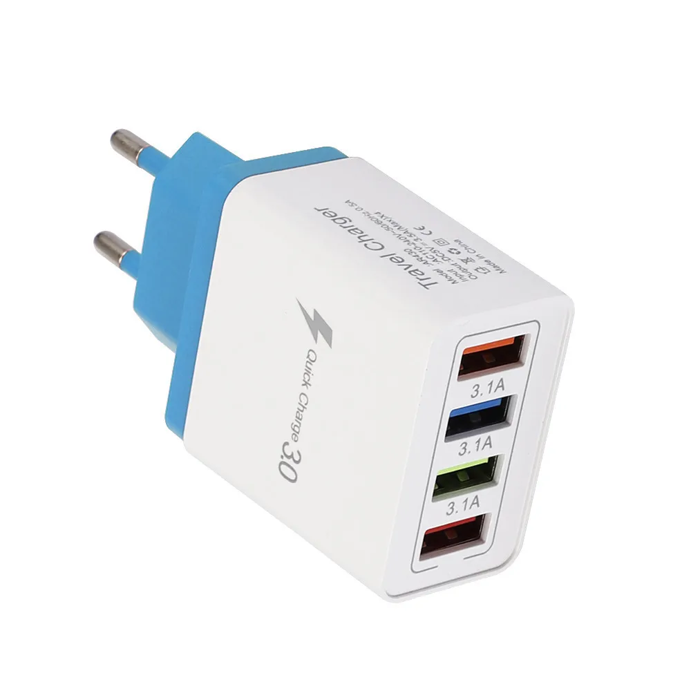Универсальное зарядное устройство для быстрой зарядки с 4 портами QC 3,0 USB концентратор адаптер питания вилка для мобильных телефонов