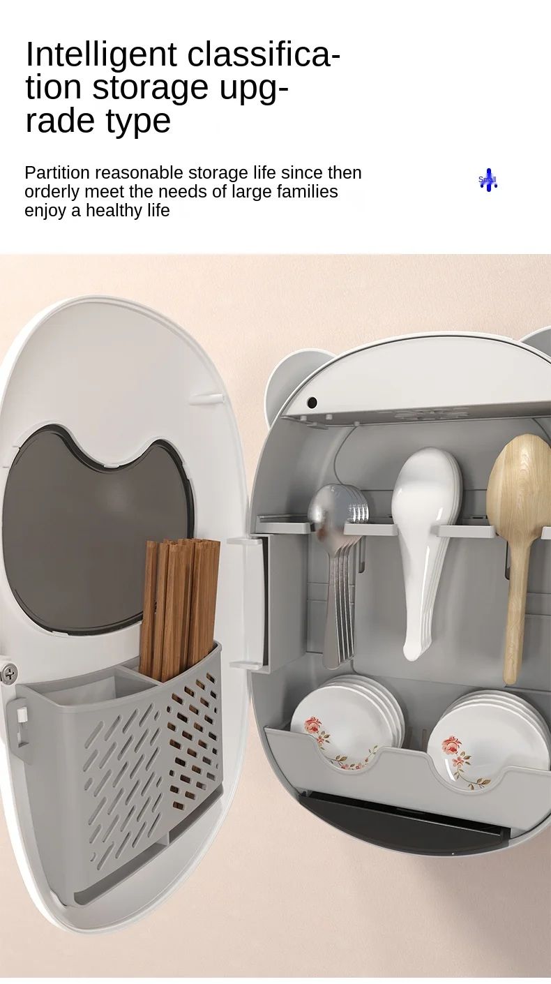 

zq UV Disinfection Chopsticks Holder Household Kitchen Storage Box Draining Rack Wall-Mounted