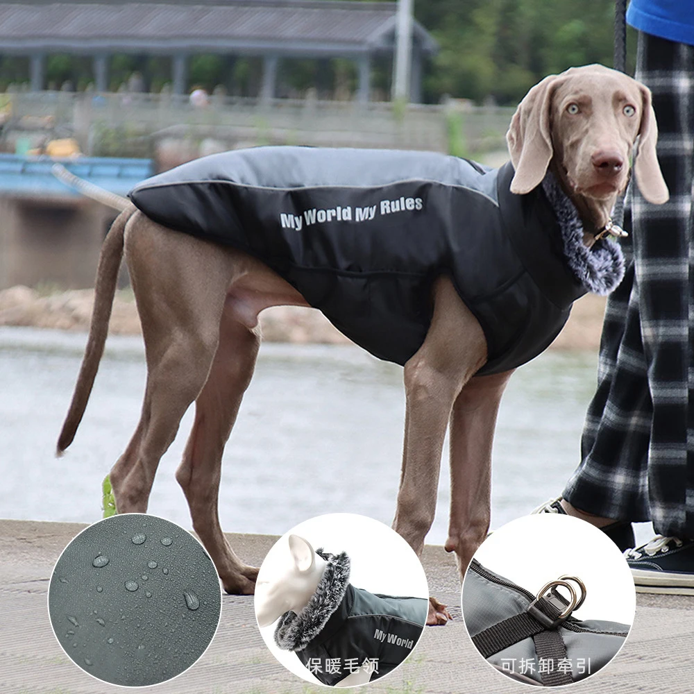 

Waterproof Windproof Safety Reflective Dog Vest Winter Coat Warm Dog Apparel for Cold Weather Dog Jacket for Large Dogs Fleece