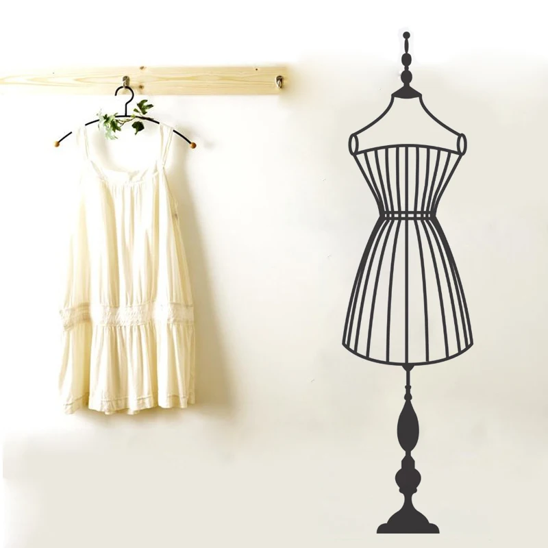 

Clothes Stand Home Decor Fashion Mannequin Wall Decal Hanger Pattern Wall Stickers Art Mural Interior Girls Decoration T06