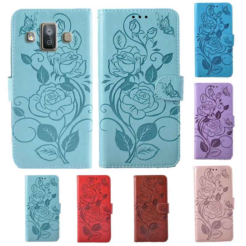 

Fashion 3D Flower Flip Leather Wallet Phone Case For Samsung Galaxy J7 Duo 2018 J720F J720M Phone cover with card slot