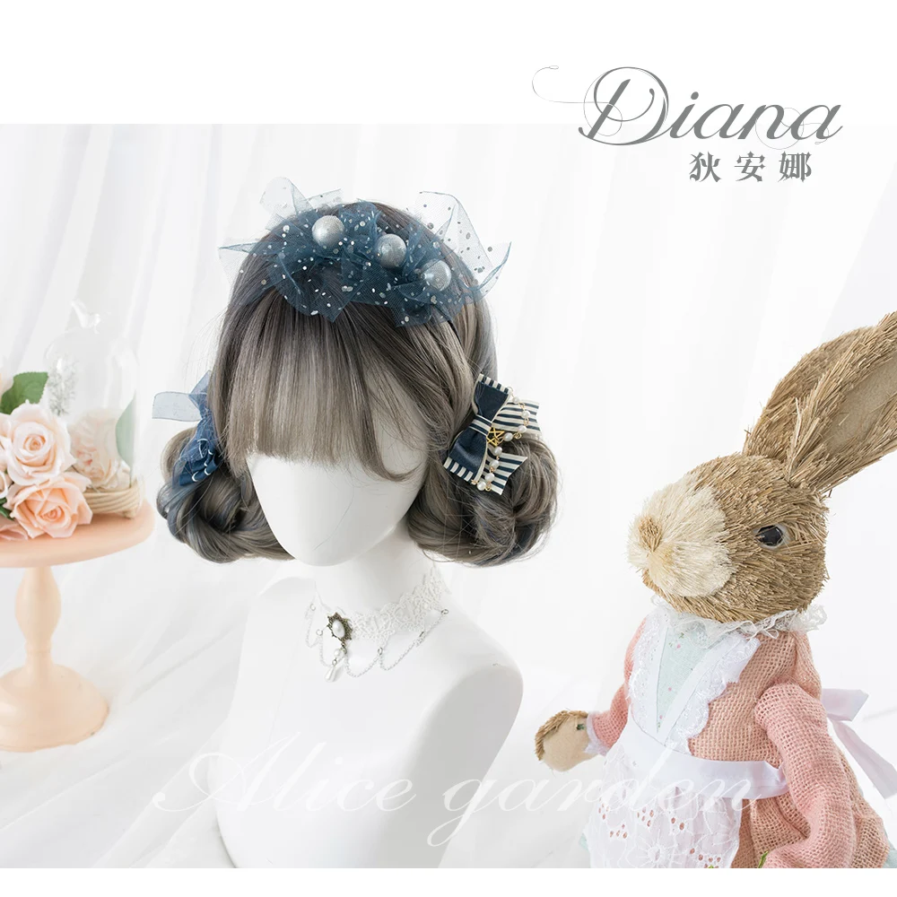 Серо-голубые градиентные милые парики принцессы для вечеривечерние Косплей