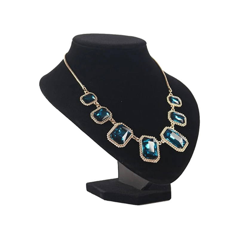 

Black Flannel Necklace Bust Display 3D Jewelry Chain Storage Box Mannequin Display Stand Suitable for Family Bedroom