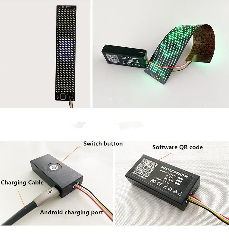 Ультратонкий гибкий светодиодный модуль Bluetooth 12*48 пикселей матричный экран для
