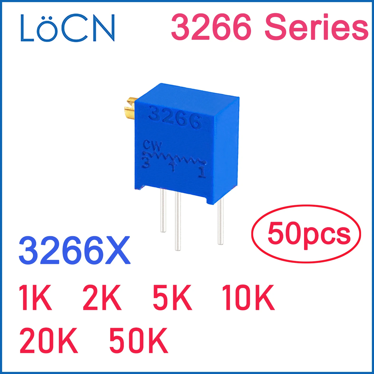 

3266X 50PCS 1K 2K 5K 10K 20K 50K Trimmer Potentiometer 3266X-1-102 3266X-1-202 3266X-1-502 3266X-1-103 High quality Trim Pot