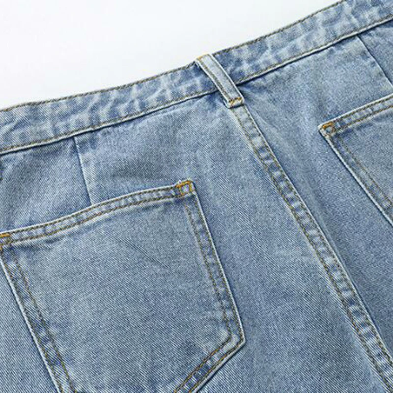 

Jeans Women Retro Solid Ankle-lenght Wide Leg Trousers Ins Chic Simple All-match Womens Korean Style Loose High Waist Streetwear
