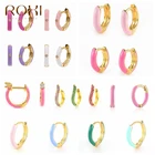 Серьги-кольца женские из серебра 925 пробы, с эмалью