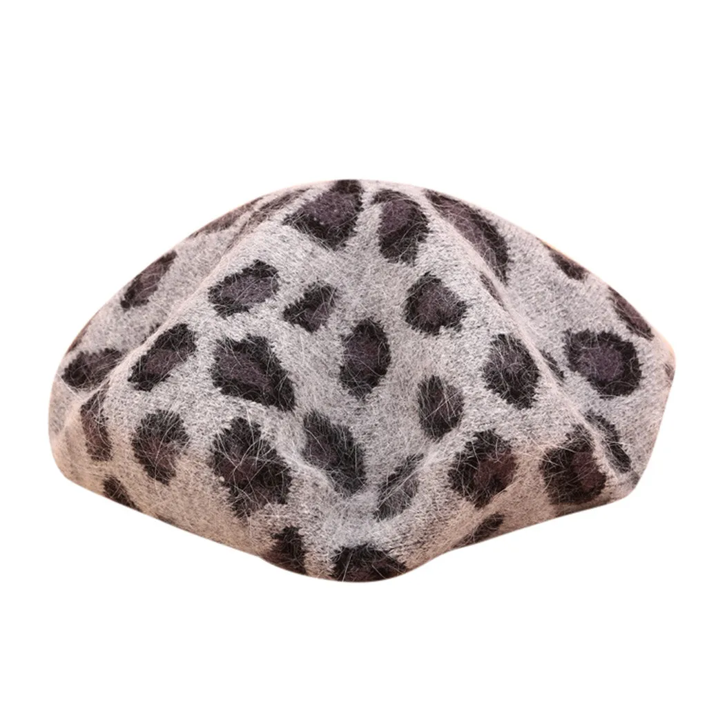 Хит продаж женские осенне зимние береты шляпа французский стиль Леопардовый