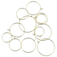 50pcs wine glass rings earring hoops ear hook alloy wire round gold plated jewelry diy findings charms 20mm 35mm
