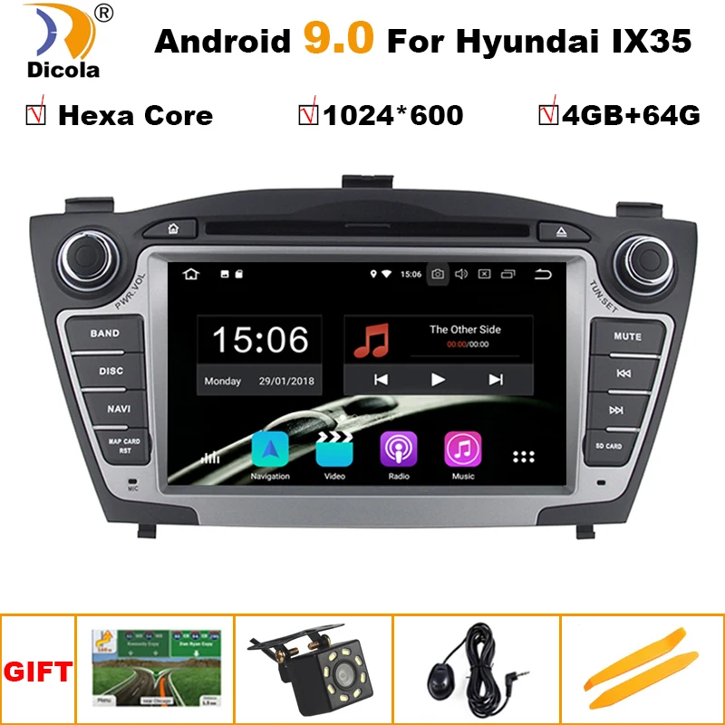 2 din Android 9,0 Автомагнитола стерео для HYUNDAI IX35 Tucson автомобильный dvd-плеер gps navi с 4 Гб ram 64 Гб rom карта камера