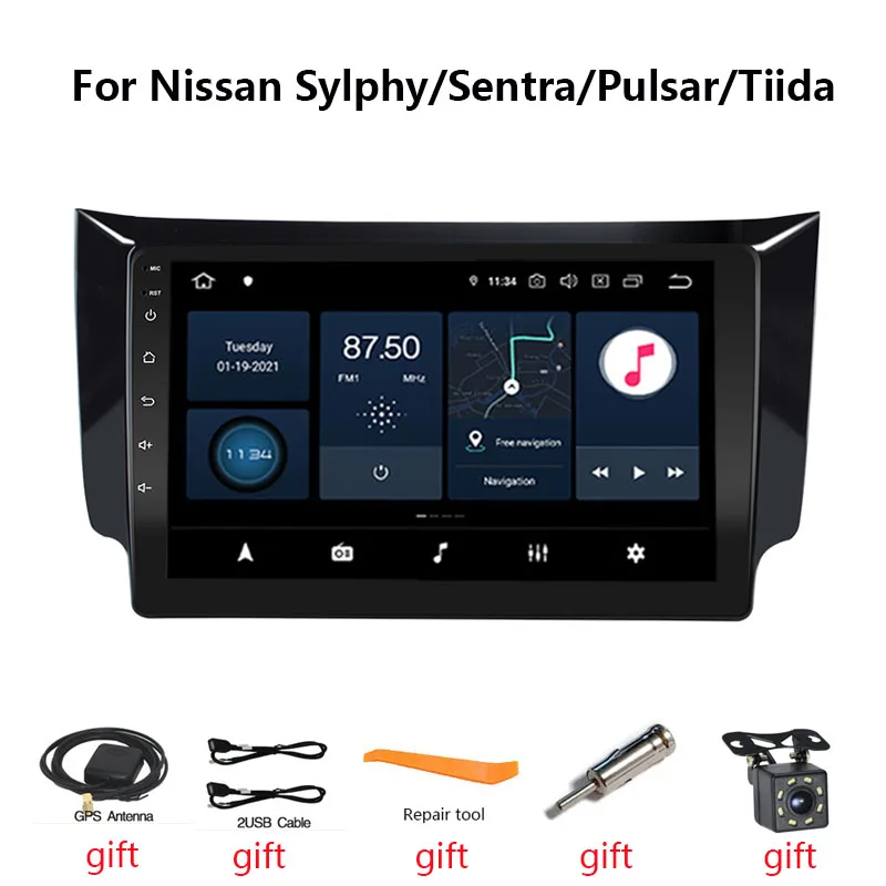 

Автомобильная стерео система, совместимая с Android, 10,1 дюйма, 2 Din, для Nissan Sentra 2012 +, автомобильное радио, Carplay, GPS-навигация, BT, аудиоплеер