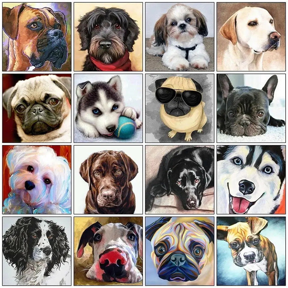 

NEW DIY Diamond Painting "Animal Puppies" 5D Full Square Diamond Mosaic Embroidery3D Cross stitch Bedroom Decoration Gift Crafts