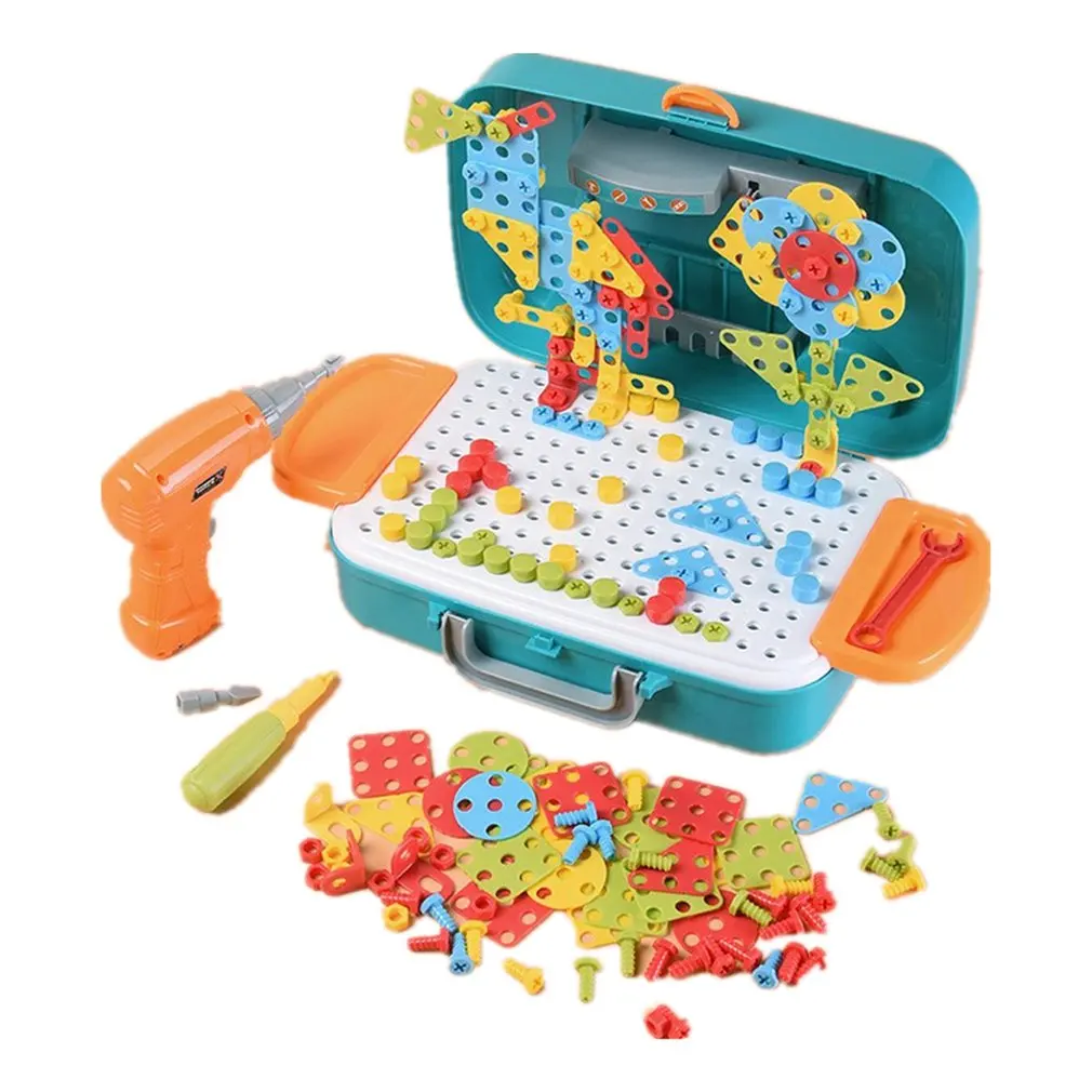 

Сверлильный винт 3D креативный мозаичный пазл игрушки для детей Строительные кирпичи игрушки для детей DIY электрическая дрель набор обучающ...