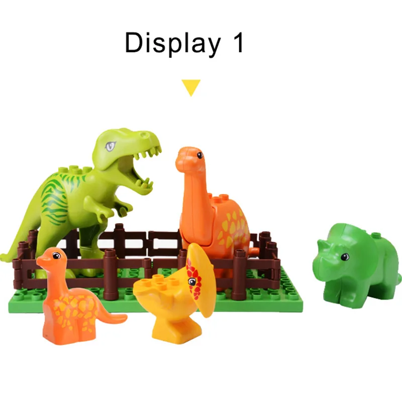 Duplos Animals series Model Figures Jurassic Dinosaur World Big Large particle building blocks brick Toys For childrens | Игрушки и