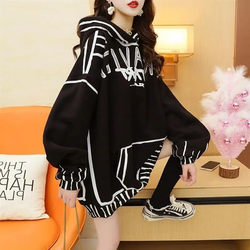 

Oversized hooded sweatshirt women printed hoodie 2021 autumn winter new personality high street grunge casual loose sweatshirts