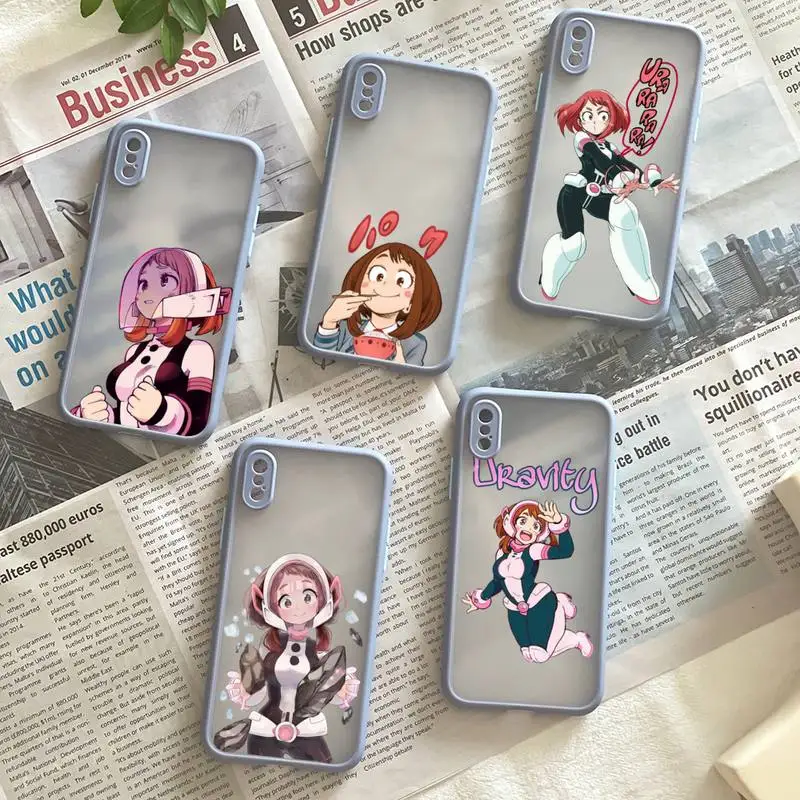 

My Hero Academia Ochako Uraraka Phone Case For Iphone 13 12 11 Mini Pro Max X XS Max XR 7 8 Plus Matte PC Back Shell Cover