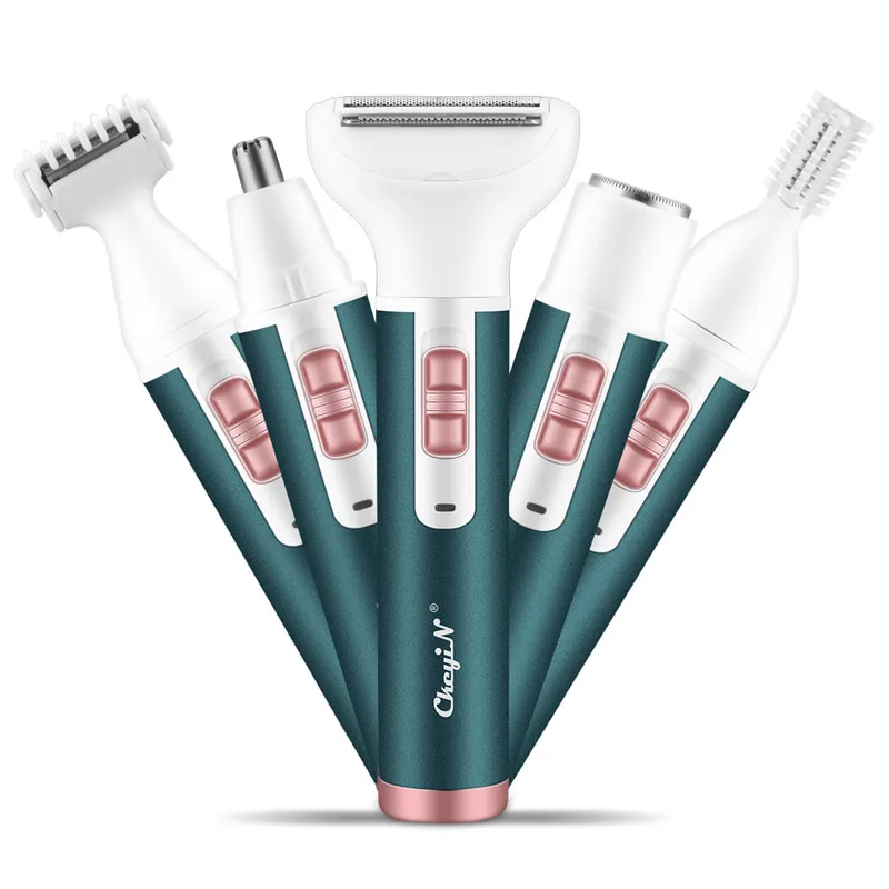 

CkeyiN 5 in 1 Electric Face Body Hair Removal Shaver Rechargeable Nose Ear Eyebrow Armpi Leg Bikini Trimmer Lady Razor Device