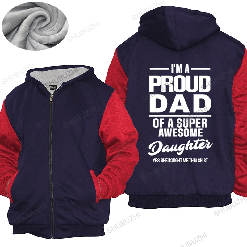 

Mens luxury hoodies Father's Day gift warm coat Proud Dad Super Awesome Daughter thick hoody Daddy King hoodie Fleece hoody