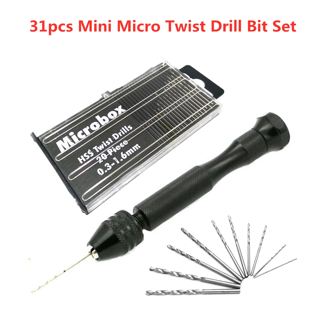 31 шт. Мини Микро алюминиевая ручная дрель с бесключевым патроном сверлильный