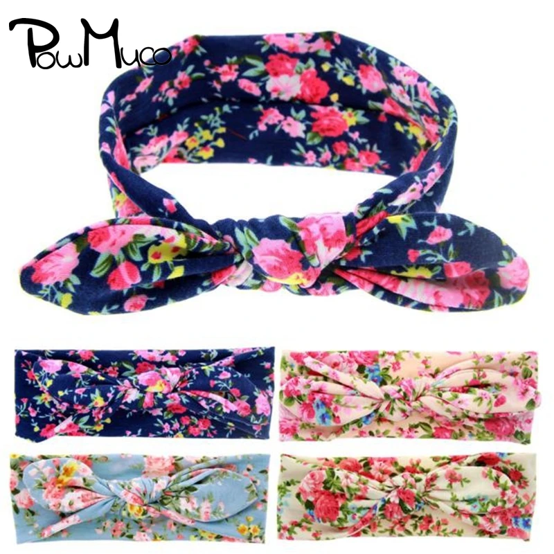 

Powmuco Fashion Handmade Knotted Baby Girls Elastic Hairband Cute Print Bunny Ears Toddler Headband Sweet Kids Hair Accessories