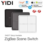 Кнопочный переключатель ZigBee 3,0 Tuya Smart Scene, 1234 клавиши, 36912 сцен автоматизации, беспроводной переключатель для устройств Tuya