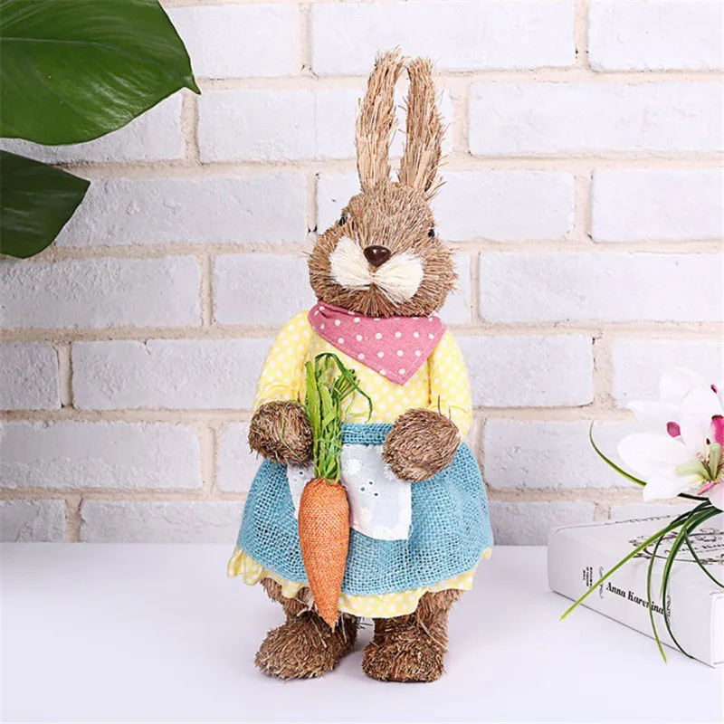 

Artificial Straw Rabbit Home Garden Decoration Easter Rabbit Garden Decor For Easter Theme Party Favor, Easter Filled Eggs Hunt
