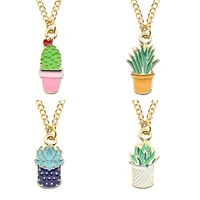cartoon cute girl necklace plant mini version potted pendant alloy material temperament female birthday jewelry gift hot fashion