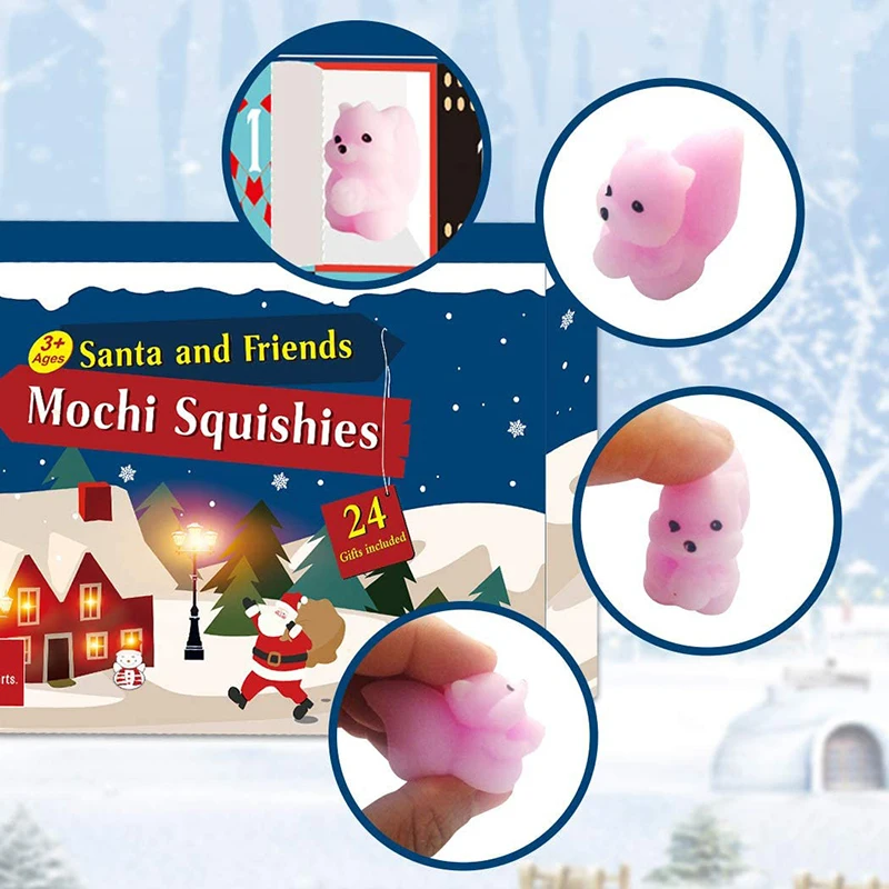 

Christmas Advent Calendar 24 Days Countdown Toy Set Different Cute Mochi Animals Toys Squishy Christmas Child Gift Surprise