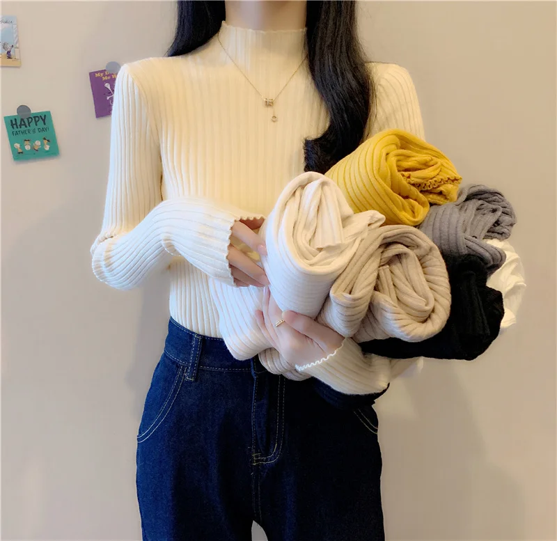 Осень 2021 новая Корейская версия приталенной рубашки с полувысоким воротником и