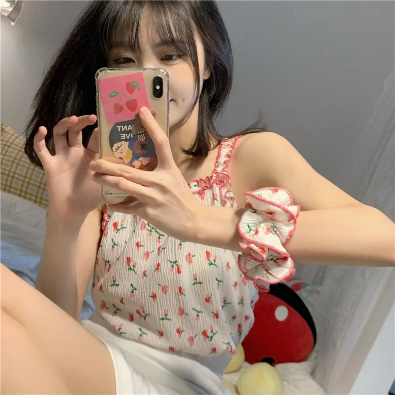 Цветочный цветной жилет для девушек в Корейском стиле иностранном уменьшающий