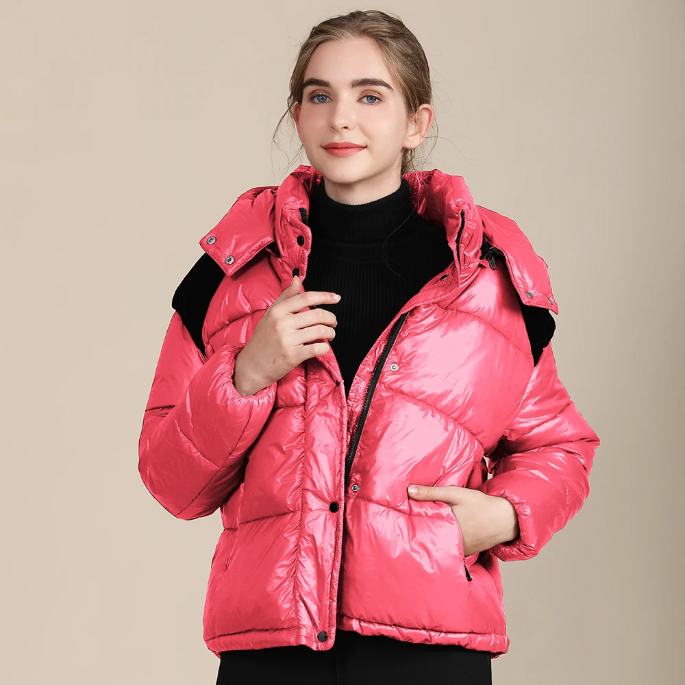 

Glossy short cotton jacket women coat color-blocking bread jacket,winter coats and jackets for Womenovercoat,Female women coat
