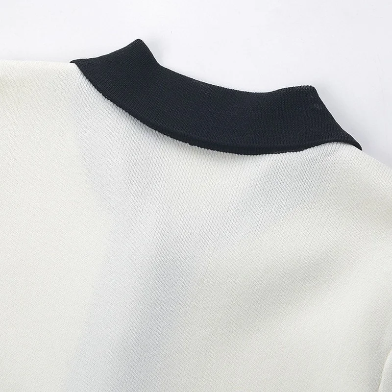 

Women Sweater Dress 2021 Summer Knit Mini Solid Black White Casual Holiday Elegant Office Lady Robes Vestidos Harajuku Korean