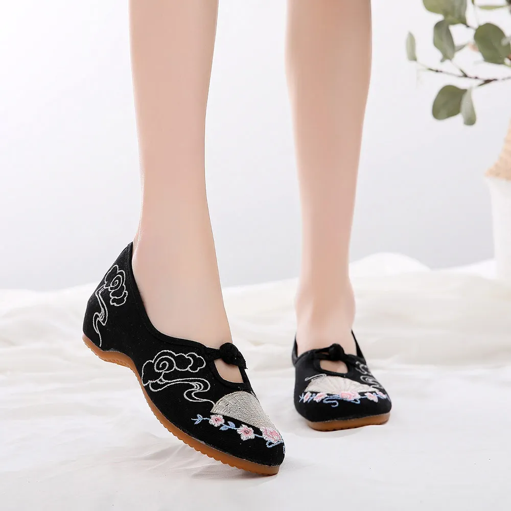 

Балетки женские из мягкого хлопка с вышивкой, винтажные повседневные холщовые Туфли-балетки с низким верхом, для прогулок