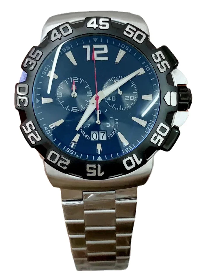 

Высококачественные мужские кварцевые часы-хронограф из нержавеющей стали, серебристые, черные, белые, водонепроницаемые, с керамическим са...