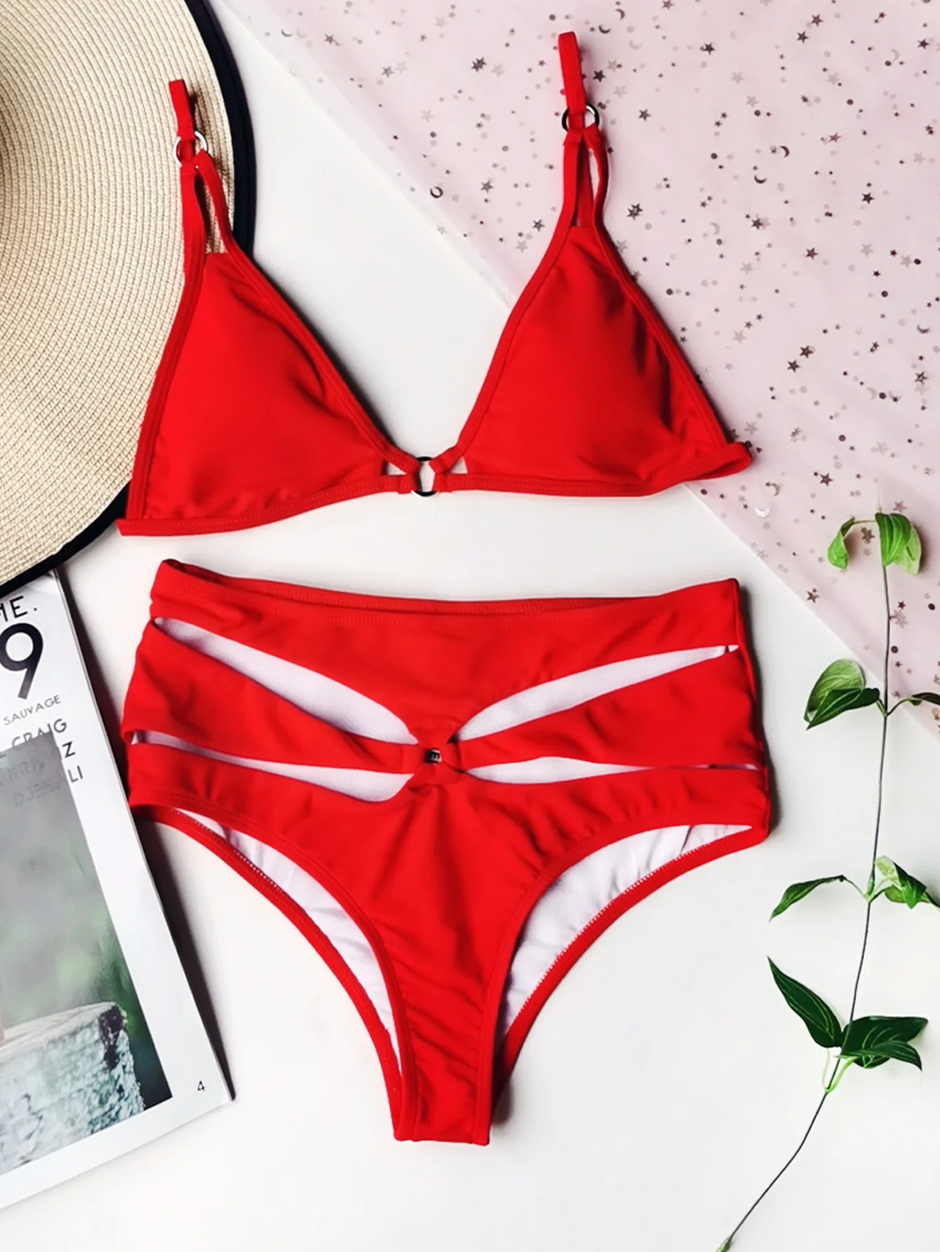 

Swimwear Women High Waist Bikini Sexy Hollow Swimsuit 2 Pieces Bikinis Set 2021 Summer Beach Wear Bathing Suit Biquinis Feminino