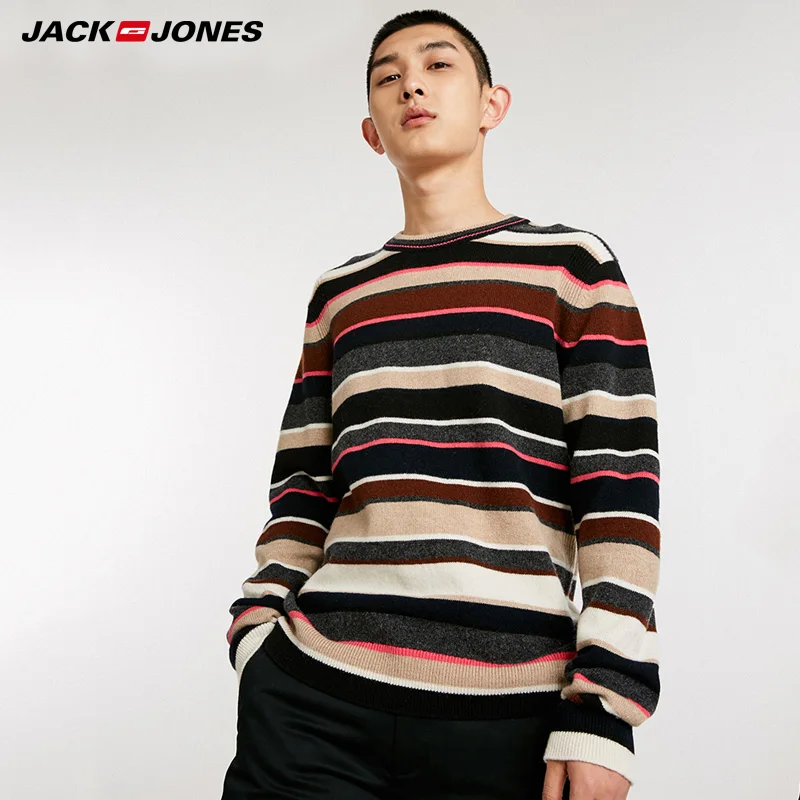 

Мужской зимний полосатый свитер с круглым вырезом Jack Jones | 218425515