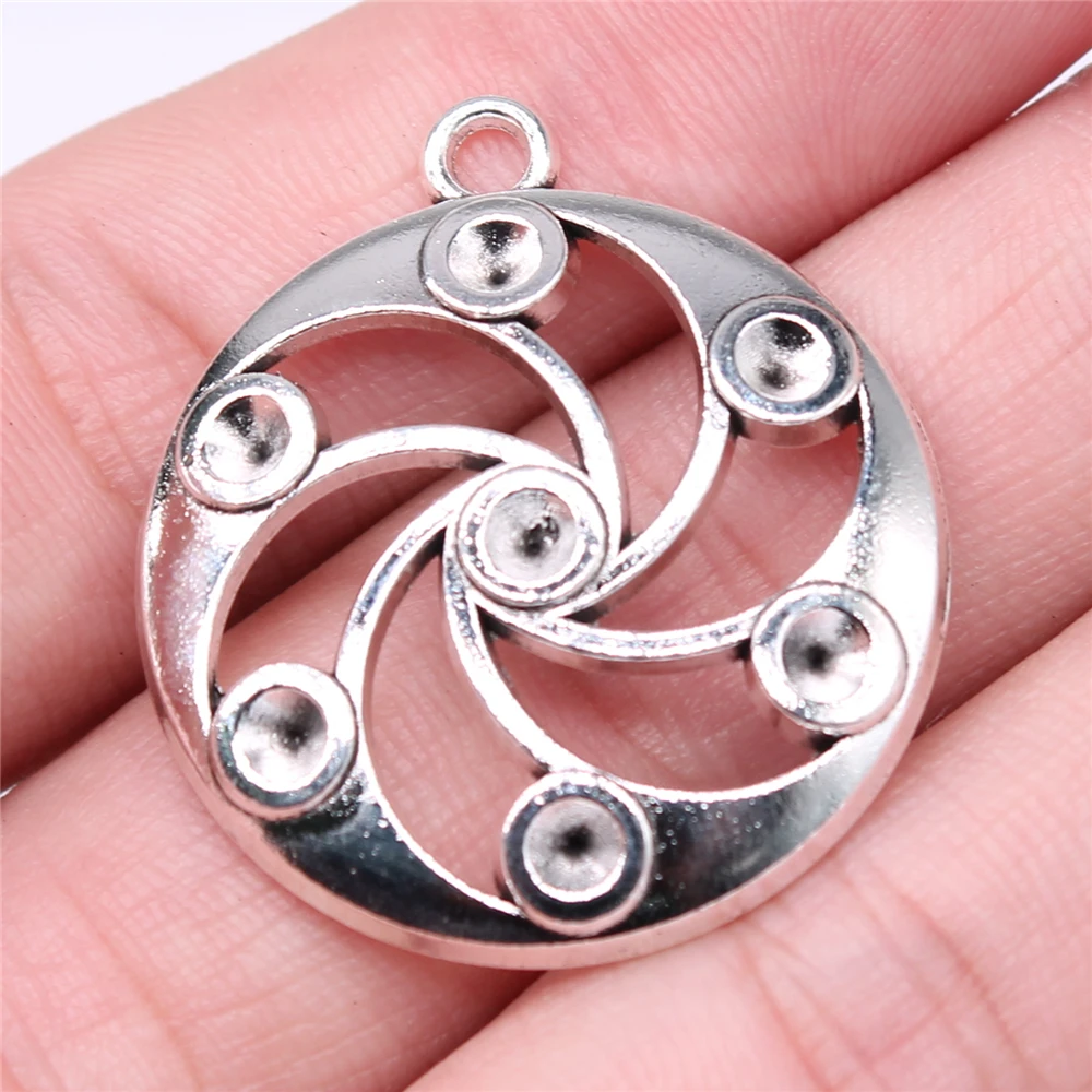 

WYSIWYG 5pcs Charms 34x30mm Chakra Charms For Jewelry Making Antique Silver Color DIY Jewelry Findings Pendant